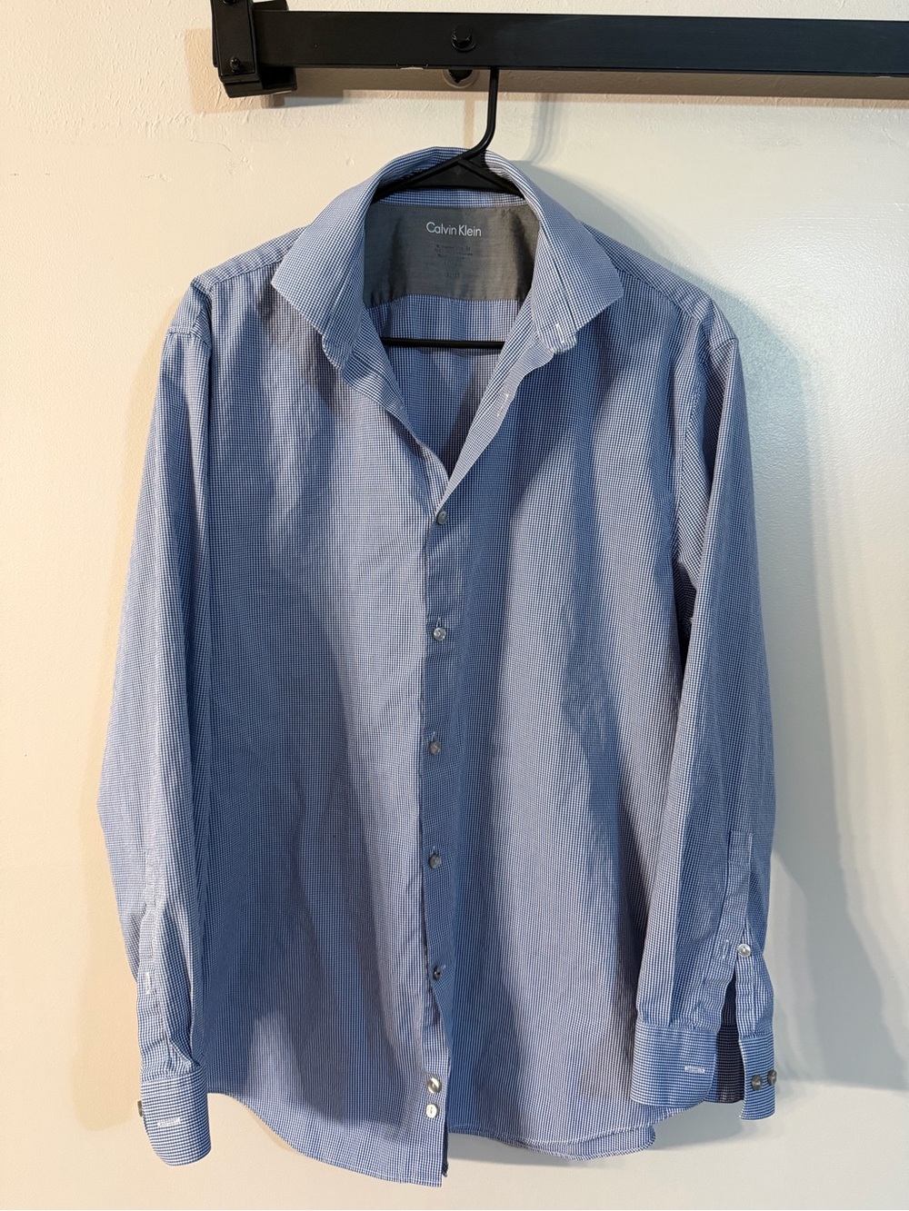 Calvin Klein Men's Blue Micro-Stripe Dress Shirt
